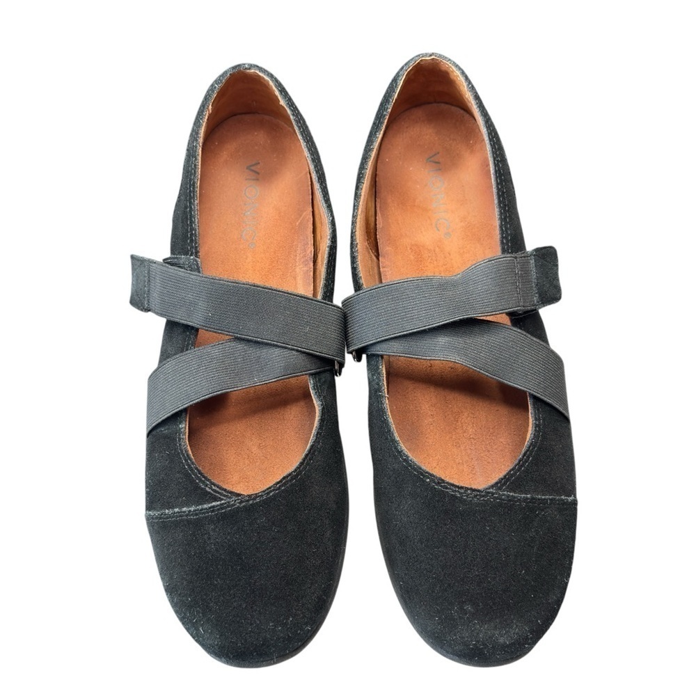Vionic Shelby Comfort Shoe Size 9.5 Black Suede Leather Mary Janes orthopedic